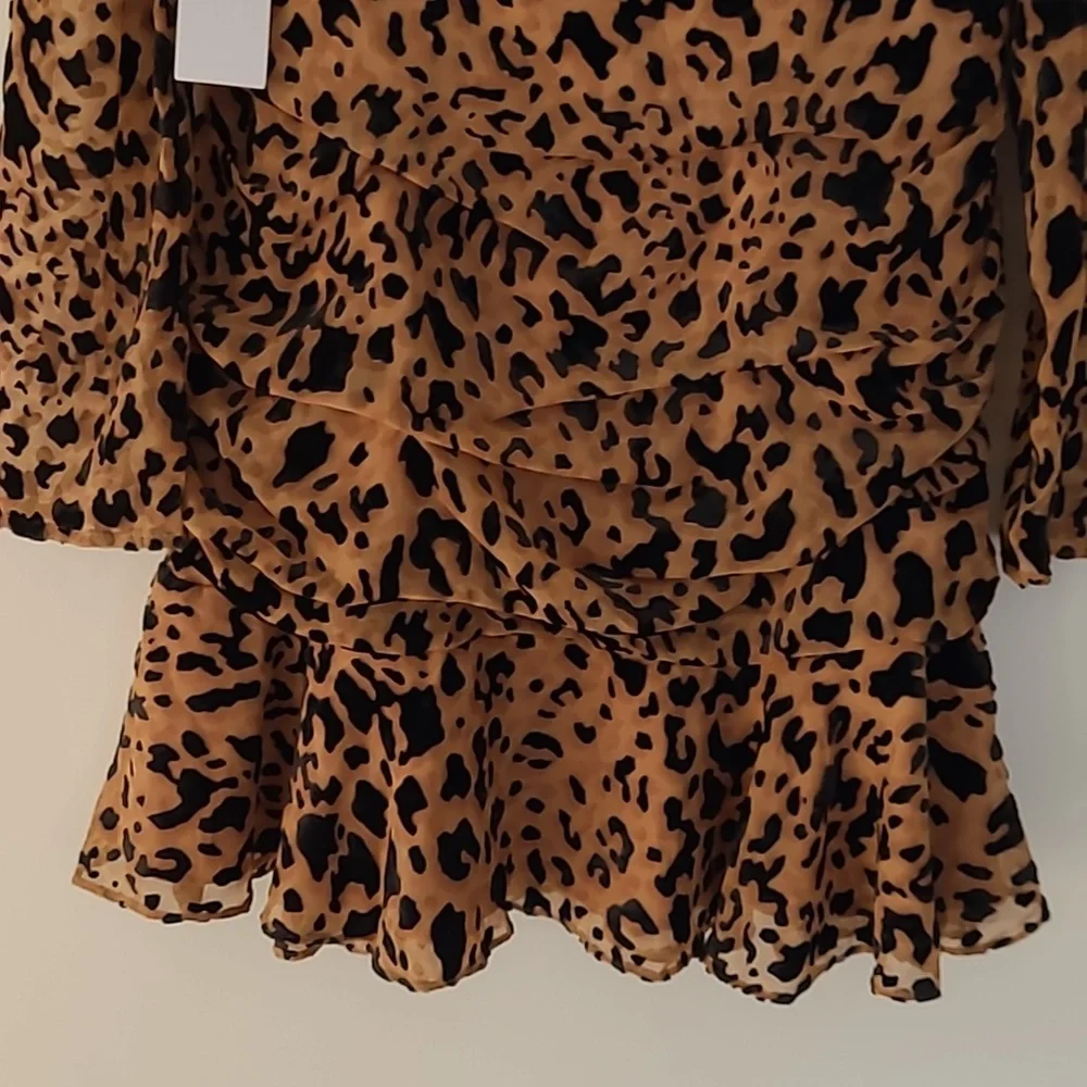 ASTR The Label Nikita Burnout Leopard Print Ruched Mini Dress Med NWT Mob Wife - Picture 7 of 14